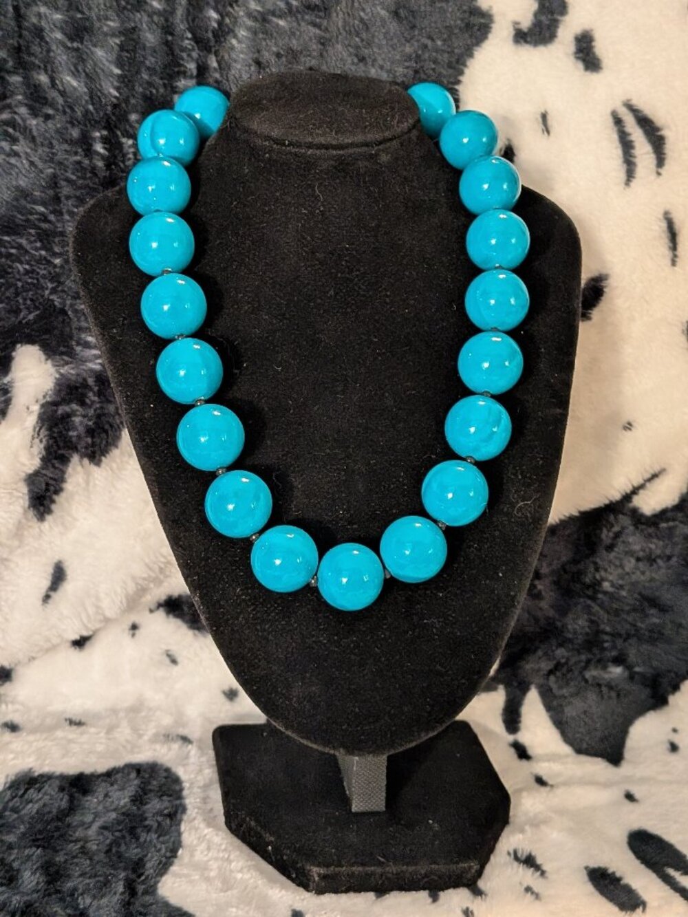 Chunky Turquoise Blue Oversized Round Bead Statement Collar Necklace | Y2K Boho